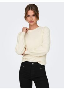 Only Damen Rundhalspullover "ONLKATIA LS STRUCTURE PUFF O-NECK CC KNT", grau, modisch, Gr. L, meliert, Strick, Obermaterial: 50% Viskose, 27% Nylon,