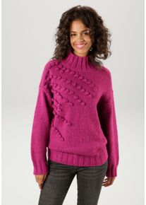 Aniston CASUAL Damen Strickpullover, pink, modisch, Gr. 42, meliert, Grobstrick, Obermaterial: 70% Polyacryl, 28% Polyester, 2% Polyamid, Pullover,