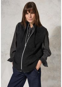 Cecil Damen Kurzweste, schwarz, casual, Gr. M, unifarben, Web, 68% Baumwolle, 32% Polyester, Westen, mit Stehkragen