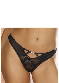 Lascana Damen String "Dalia", Gr. 32, schwarz, Microtouch, Spitze, Obermaterial: 87% Polyamid, 13% Elasthan, Unterhosen, mit feinen Strasssteinchen
