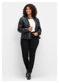 sheego Damen Stretch-Jeans "Große Größen", schwarz, casual, Gr. 22, unifarben, Obermaterial: 66% Baumwolle, 23% Polyester, 10% Viskose, 1% Elasthan