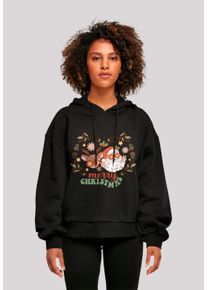 F4NT4STIC Damen Kapuzenpullover "Weihnachten Hippie Santa And Reindeer", schwarz, casual, Gr. XS, Obermaterial: 100% Baumwolle, Pullover, Premium