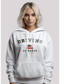 F4NT4STIC Damen Kapuzenpullover "Driving Home Weihnachten", weiß, casual, Gr. M, Obermaterial: 65% Baumwolle, 35% Polyester, Pullover, Weihnachten,