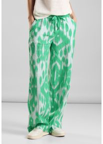 Street One Damen Stoffhose, grün, casual, Gr. 44, gemustert, Stoff, 100% Leinen, Hosen, aus Leinen