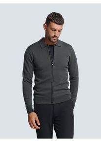 NO EXCESS Herren Rundhalspullover "NO EXCESS Polokragen-Cardigan", grau, Gr. XXL, 72% Viskose, 28% Polyester, Pullover