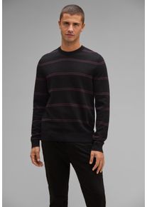 Street One MEN Herren Rundhalspullover, schwarz, casual, Gr. XXL, gestreift, Web, 100% Baumwolle, Pullover, mit Rundhalsausschnitt