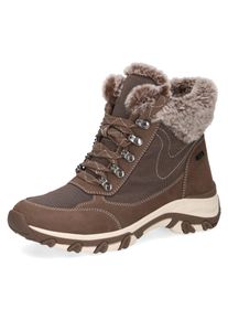 Caprice Damen Winterboots, Gr. 37, braun, Leder, Textil, unifarben mit Farbeinsatz, casual, Schuhe, Keilabsatz, Schnürboots, Outdoorschuh in bequemer