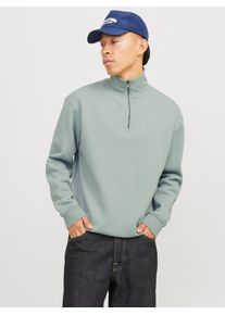 Jack & Jones JACK & JONES Herren Sweatshirt "JJEBRADLEY SWEAT HALF ZIP NOOS", grün, modisch, Gr. XS, unifarben, angeraute Sweatware, Obermaterial: 61% Polyester,
