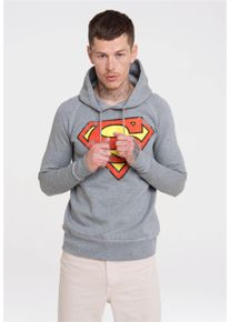 logoshirt Herren Kapuzensweatshirt "DC – Superman Logo", grau, casual, Gr. XS, unifarben, 80% Baumwolle, 20% Polyester, Sweatshirts, mit