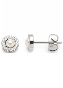 Leonardo Damen Paar Ohrstecker "Ohrring Isa, 023347, 023349", Edelstahl-Perlen, weiß, Edelstahl, Perlen, Ohrringe, mit Glasstein oder Perle