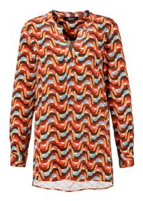 Damen Longbluse, bunt, modisch, Gr. 38, Aniston SELECTED, bedruckt, gemustert, Web, Obermaterial: 100% Viskose, Blusen, Vokuhila-Form - hinten länger