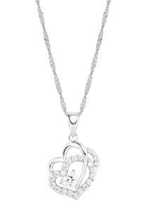 Amor Damen Kette mit Anhänger "Herzen, 2016423", Silber 925 (Sterlingsilber), L: 42cm, bunt, Silber 925 (Sterlingsilber), Halsketten, mit Zirkonia