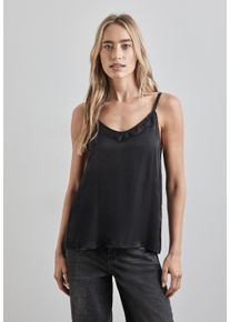 Street One Damen Blusentop, schwarz, casual, Gr. 36, unifarben, Stoff, 100% Viskose, Blusen, mit Spitzendetails