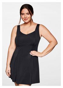 sheego Damen Badekleid "Große Größen", schwarz, Gr. 56, unifarben, Polyamid, Xtra Life LYCRA, Badeanzüge, mit wattierten Cups, Hosenteil blickdicht