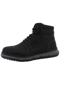 Tom Tailor Herren Winterboots, Gr. 43, schwarz, Lederimitat, Textil, unifarben, casual, Schuhe, Winterstiefelette, Schnürboots mit Innenreißverschluss