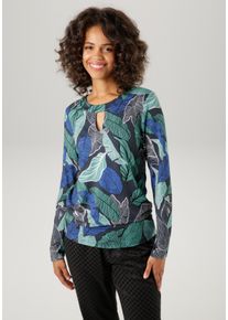 Aniston CASUAL Damen Langarmshirt, bunt, modisch, Gr. 42, bedruckt, gemustert, Single Jersey, Obermaterial: 95% Viskose, 5% Elasthan, Shirts, mit