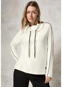 Cecil Damen Langarmshirt, weiß, casual, Gr. XL, unifarben, Stoff, 72% Viskose, 25% Polyester, 3% Elasthan, Shirts, mit Materialmix