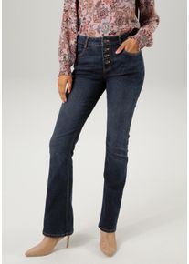 Aniston CASUAL Damen Bootcut-Jeans, blau, casual, Gr. 38, unifarben, leichte Abriebeffekte, Denim/Jeans, Obermaterial: 81% Baumwolle, 17% Polyester,
