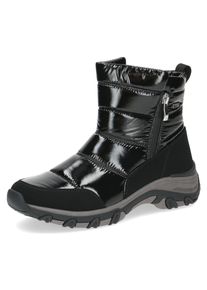 Caprice Damen Winterboots, Gr. 39, schwarz, Textil, Lederimitat, unifarben, glänzend, casual, Schuhe, Keilabsatz, Snowboots, Stiefelette,