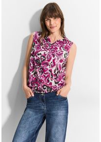 Cecil Damen Blusentop, pink, casual, Gr. XXL, geblümt, Stoff, 100% Viskose, Blusen, aus softer Viskose