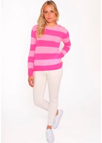 Zwillingsherz Damen Strickpullover, pink, modisch, Gr. S, Feinstrick, Obermaterial: 100% Kaschmir, Pullover, aus Kaschmir mit kontrastfarbigen