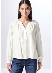 Damen Langarmbluse, weiß, casual, Gr. 46, STREET ONE STUDIO, unifarben, Stoff, 100% Viskose, Blusen, aus softer Viskose