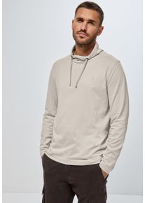 Street One MEN Herren Langarmshirt, beige, casual, Gr. XXXL, unifarben, Web, 100% Baumwolle, Shirts, mit Tunnelzugband am Kragen