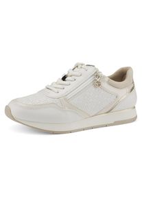Tamaris Damen Sneaker, Gr. 37, weiß, Lederimitat, Textil, casual, Schuhe, mit herausnehmbarer Innensohle, Freizeitschuh, Halbschuh, Schnürschuh