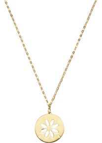 Firetti Damen Kette mit Anhänger "Schmuck Geschenk Gold 375 Halsschmuck Halskette Kreis mit Blume", Gelbgold 375, L: 42cm B: 1mm, gold, Gelbgold 375,