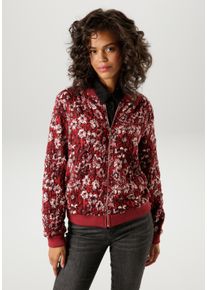 Aniston CASUAL Damen Blouson, bunt, modisch, Gr. 42, geblümt, Strukturmuster, meliert, Jersey, Sweatware, Obermaterial: 70% Polyester, 28% Viskose,