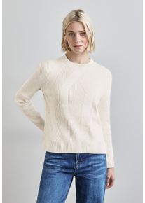 Street One Damen Strickpullover, weiß, casual, Gr. 44, unifarben, Strick, Obermaterial: 35% Baumwolle, 32% Polyacryl, 28% Polyester, 5% Elasthan,