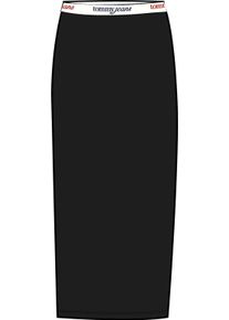 Tommy Jeans Damen Strickrock "TJW TAPE MIDI KNIT SKIRT", schwarz, casual, Gr. XS, unifarben, Strick, Obermaterial: 65% Viskose, 31% Polyamid, 4%