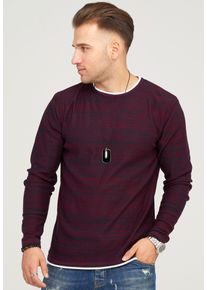 behype Herren Strickpullover "TAAVI", rot, casual, Gr. S, meliert, 50% Baumwolle, 50% Polyacryl, Pullover, in melierter Optik