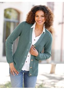 Casual Looks Damen Cardigan, grün, Gr. 42, unifarben, 50% Baumwolle, 50% Polyacryl, Strickjacken