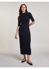 Tommy Hilfiger Damen Midikleid "SLIM 5X2 RIB MIDI DRESS 1/2", blau, casual, Gr. XS, unifarben, Rippware, Obermaterial: 95% Viskose, 5% Elasthan,