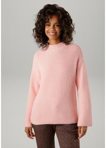 Aniston CASUAL Damen Strickpullover, rosa, casual, Gr. 44, unifarben, Strick, Obermaterial: 50% Viskose, 26% Polyamid, 24% Polyester, Pullover, mit