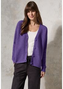 Cecil Damen Cardigan, lila, casual, Gr. XXL, unifarben, Stoff, 68% Polyester, 32% Baumwolle, Strickjacken, mit V-Ausschnitt
