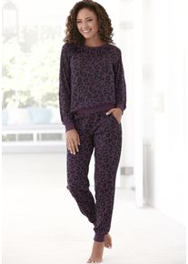 Vivance Dreams Damen Pyjama, Gr. 32, lila, Single Jersey, Obermaterial: 100% Baumwolle, bedruckt, animal-print, casual, Homewear-Sets, mit tonalem