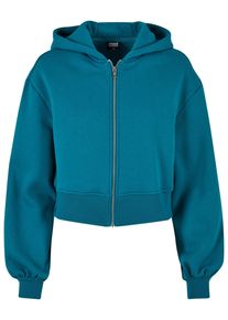 Urban Classics Damen Sweatjacke "Urban Classics Damen Ladies Short Oversized Zip Jacket", grün, Gr. XL, unifarben, 65% Baumwolle, 35% Polyester,