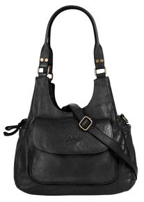 Samantha Look Damen Umhängetasche, schwarz, Leder, unifarben, leicht glänzend, Taschen, echt Leder, Made in Italy