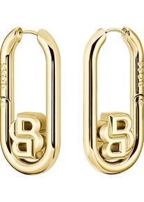 BOSS Damen Paar Creolen "DOUBLE B SWING, 1580629", Edelstahl, gold, Edelstahl, Ohrringe