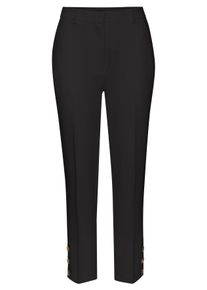 Lascana Damen Anzughose, schwarz, modisch, Gr. 36, unifarben, Twill, Obermaterial: 75% Polyester, 20% Viskose, 5% Elasthan, Hosen, mit Knöpfen am