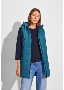 Cecil Damen Steppweste, blau, casual, Gr. XS, unifarben, Stoff, 100% Polyester, Westen, mit Kapuze mit Tunnelzugband