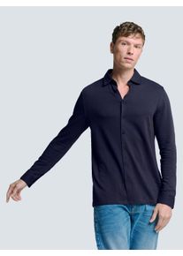 NO EXCESS Herren Langarmhemd "NO EXCESS Jersey Stretch Mélange Hemd", blau, casual, Gr. XXL, 68% Baumwolle, 32% Polyester, Hemden