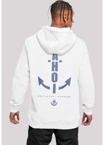 F4NT4STIC Herren Kapuzenpullover "AHOI Knut & Jan Hamburg", weiß, casual, Gr. S, Obermaterial: 65% Baumwolle, 35% Polyester, Pullover, Print
