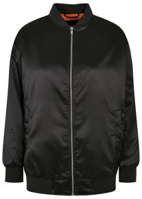 Urban Classics Damen Anorak "Urban Classics Damen Ladies Oversized Satin Bomber Jacket", schwarz, casual, Gr. S, unifarben, 98% Polyester, 2%