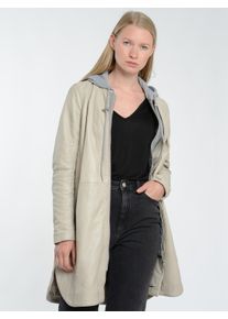 Maze Damen Langjacke "4202199", beige, Gr. L, Obermaterial: 100% Lammleder / Innenfutter: 100% Baumwolle / Ärmelfutter: 100% Polyester / Kapuze: 55%