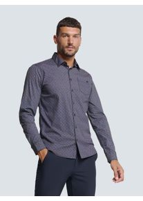 NO EXCESS Herren Langarmhemd "NO EXCESS Bedrucktes Stretch-Hemd", blau, casual, Gr. XXL, 97% Baumwolle, 3% Elasthan, Hemden