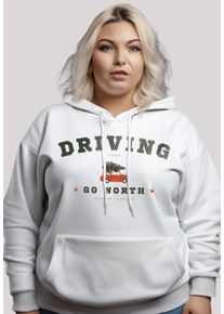 F4NT4STIC Damen Kapuzenpullover "Driving Home Weihnachten PLUSSIZE", weiß, casual, Gr. XXL, Obermaterial: 65% Baumwolle, 35% Polyester, Pullover,
