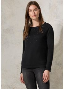 Cecil Damen Strickpullover, schwarz, casual, Gr. M, unifarben, Web, 60% Baumwolle, 40% Viskose, Pullover, mit U-Boot-Ausschnitt